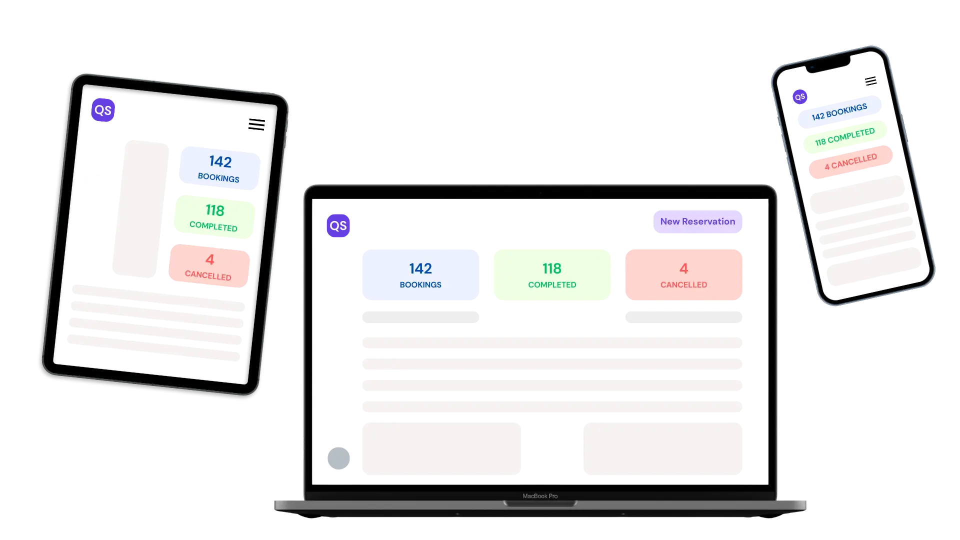 QuickSeater Dashboard on Multiple Devices